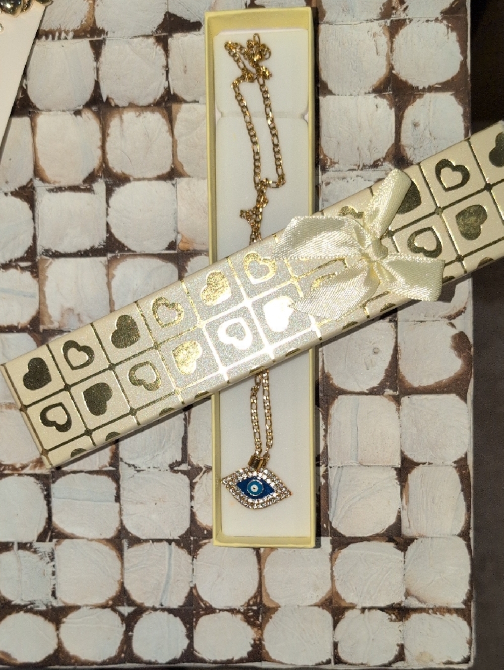 FASHION Gold-Tone Blue Evil Eye Pendant Necklace - Picture 6 of 7